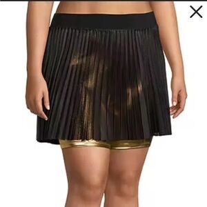 Sports Illustrated Pleated Women's Tennis Skirt Size XXL Black And Gold NWOT
